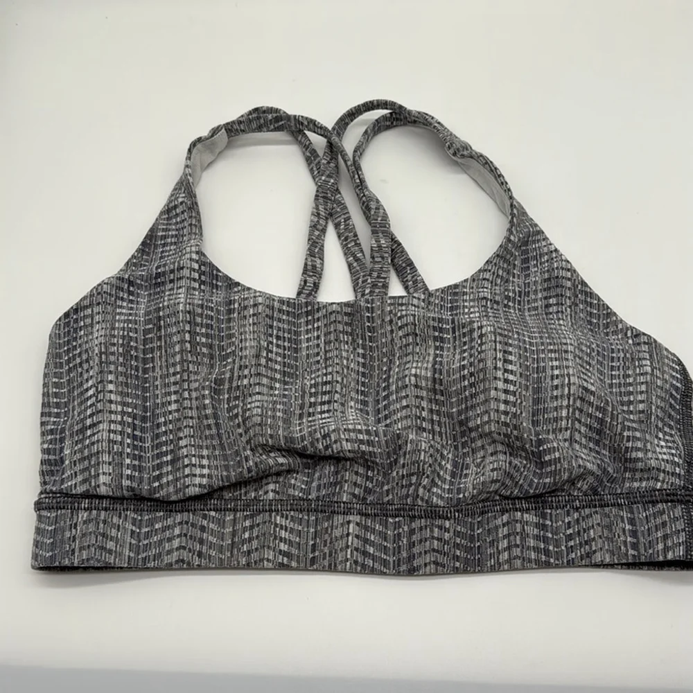 Lululemon Energy Sports Bra 4 Power Luxtreme Arrow Jacquard Silver Spoon Size 8 - Picture 4 of 7